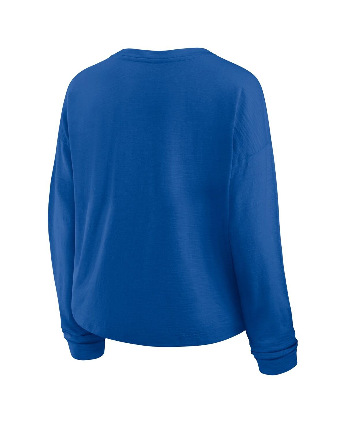 Fanatics Women's Blue New York Rangers Oversized All Out Effort Long Sleeve Henley T-shirt In Blue