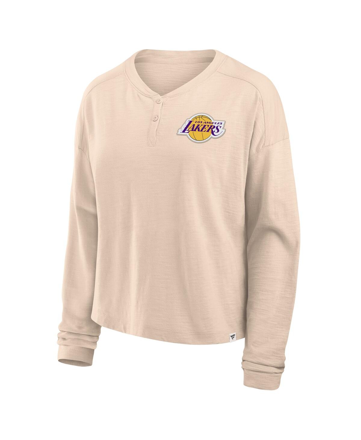Fanatics Women's Natural Los Angeles Lakers Boxed Out Drop Fashion Long Sleeve T-shirt In Natural