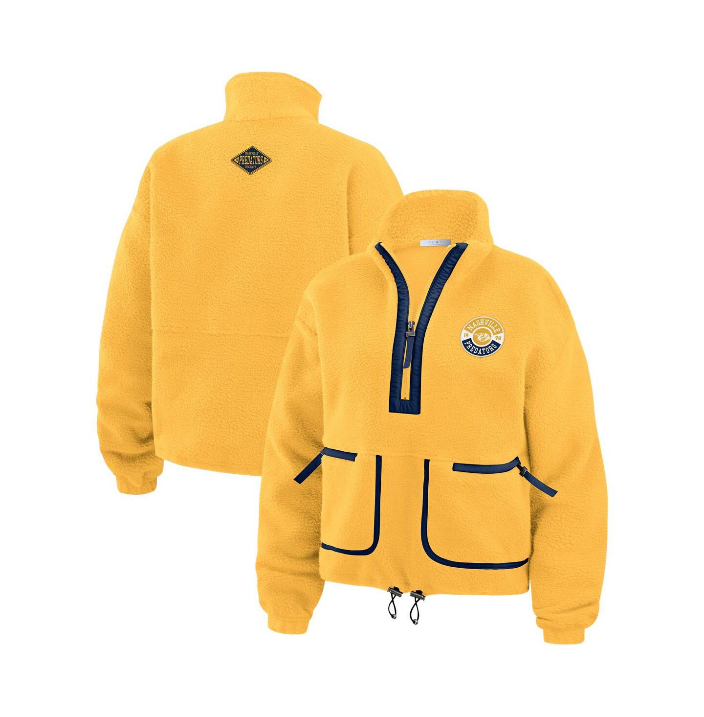Женская куртка WEAR by Erin Andrews Gold Nashville Predators Polar Fleece Half-Zip — фото 1