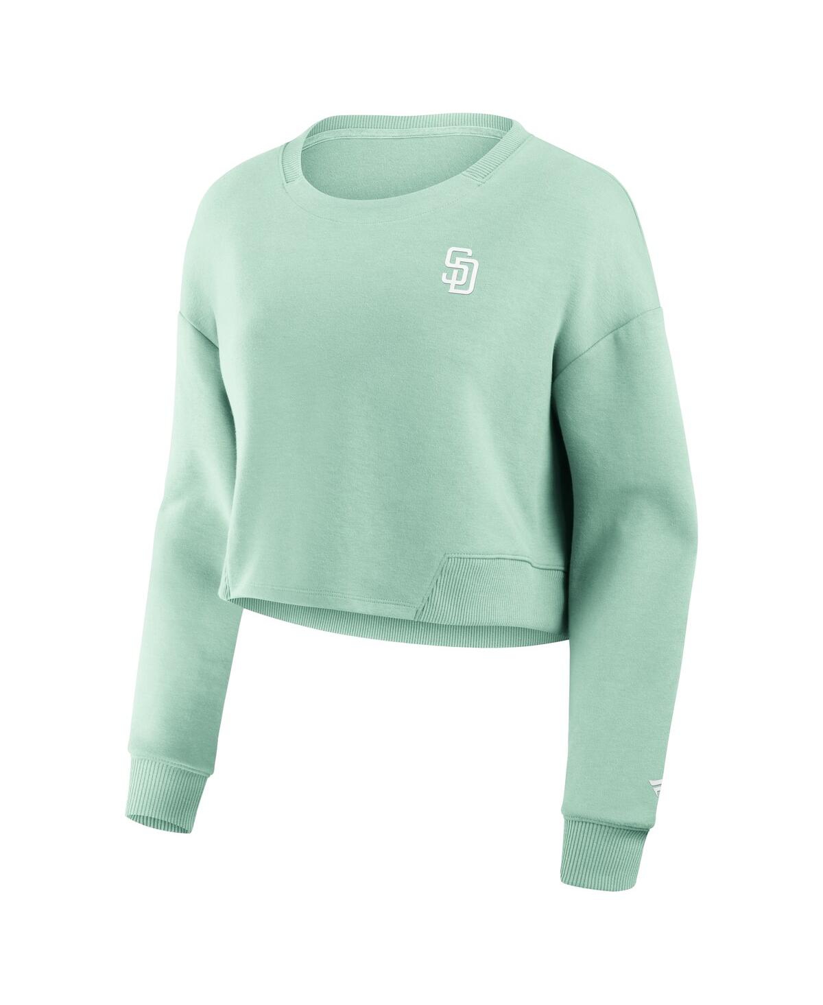 Shop Fanatics Women's Mint San Diego Padres Relax Studio Cropped Pullover Sweatshirt