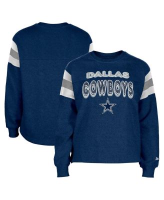 New Era - Big Girls Navy Dallas Cowboys Color Blocked Glitter Pullover Sweatshirt