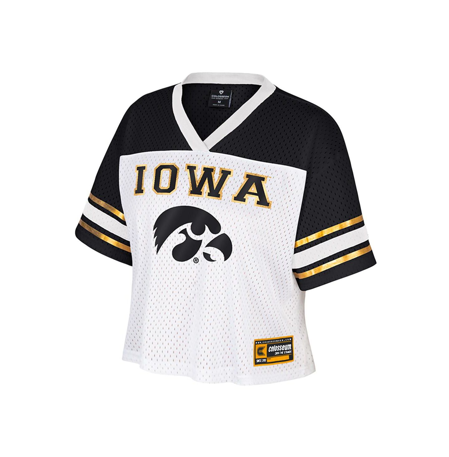 Женский топ Colosseum White Iowa Hawkeyes Treasure Cropped Football Jersey — фото 3