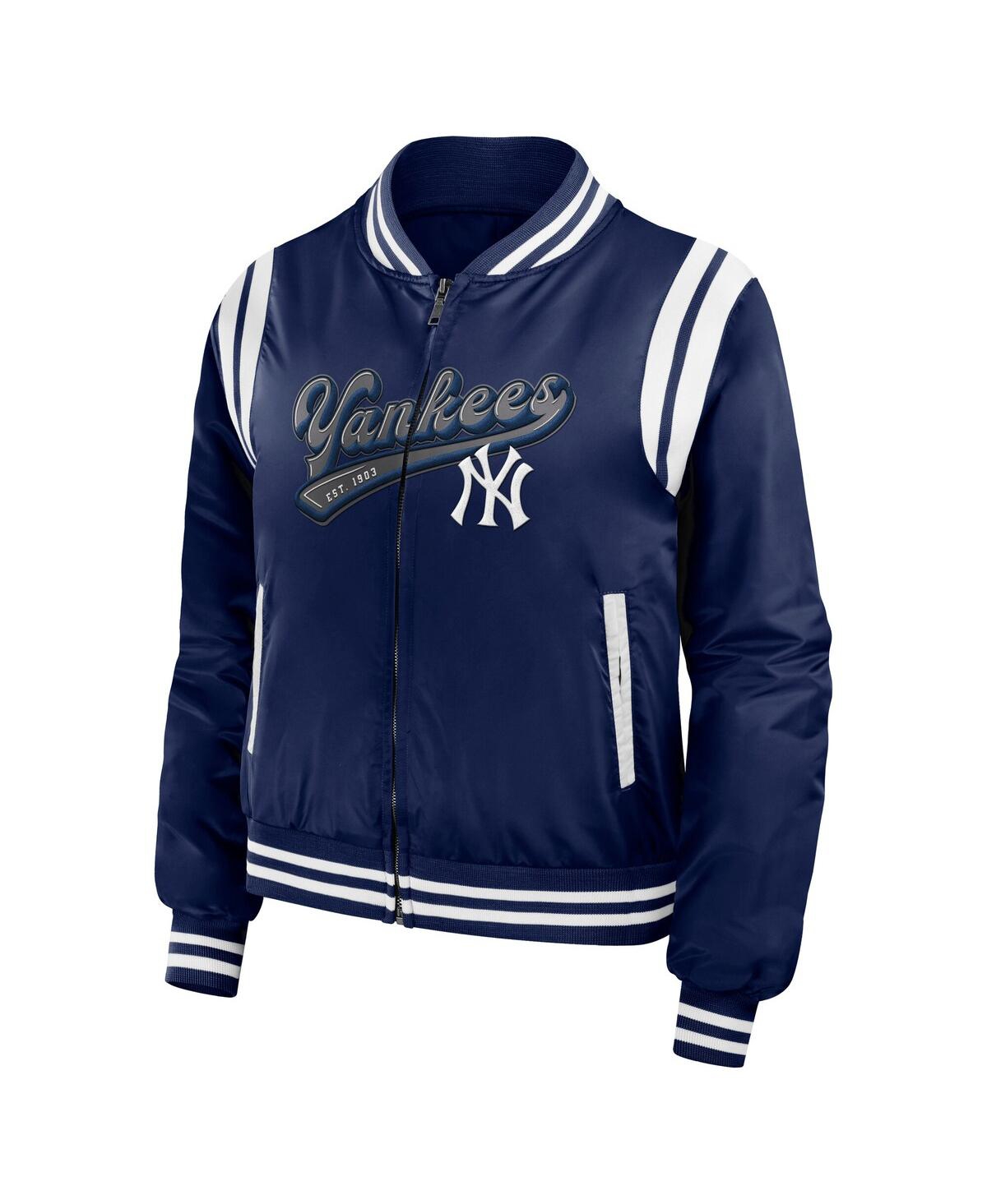 Wear By Erin Andrews Women's Navy New York Yankees Football Bomber Jacket