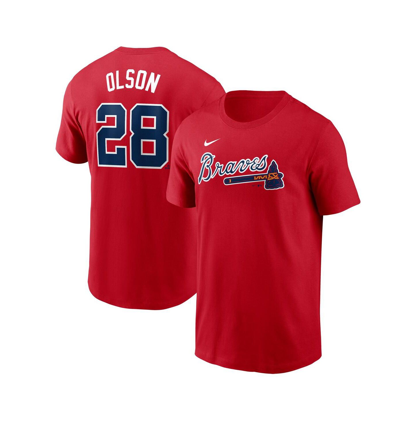 Мужская футболка Nike Matt Olson Red Atlanta Braves Fuse Name & Number — фото 1