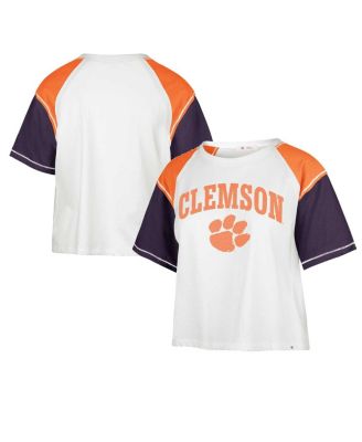 '47 Brand - 47 Brand Women's White Clemson Tigers Serenity Gia Cropped T-Shirt