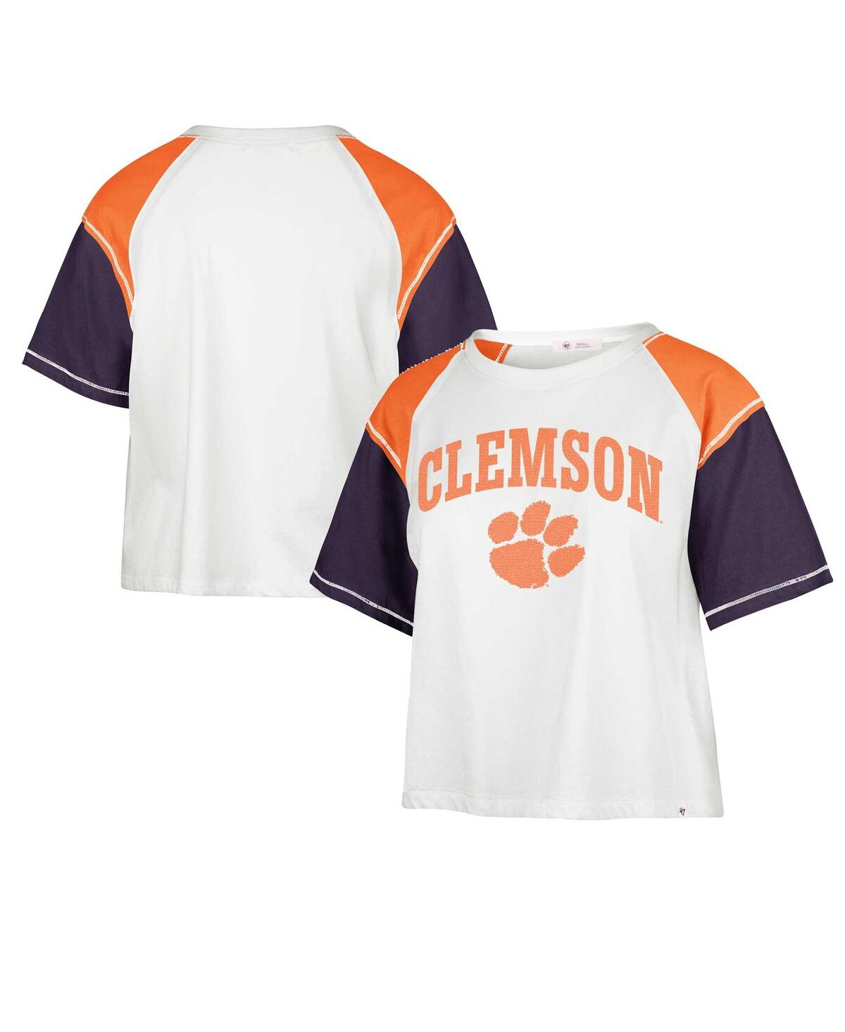 47 Brand Women's White Clemson Tigers Serenity Gia Cropped T-shirt