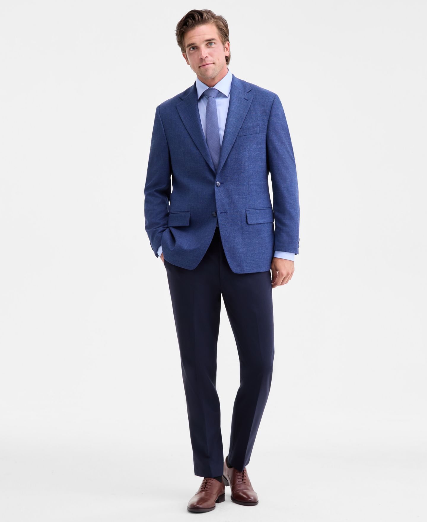 Мужской пиджак Michael Kors Classic-Fit Stretch Twill Sport Coat, цвет: Синий — фото 2