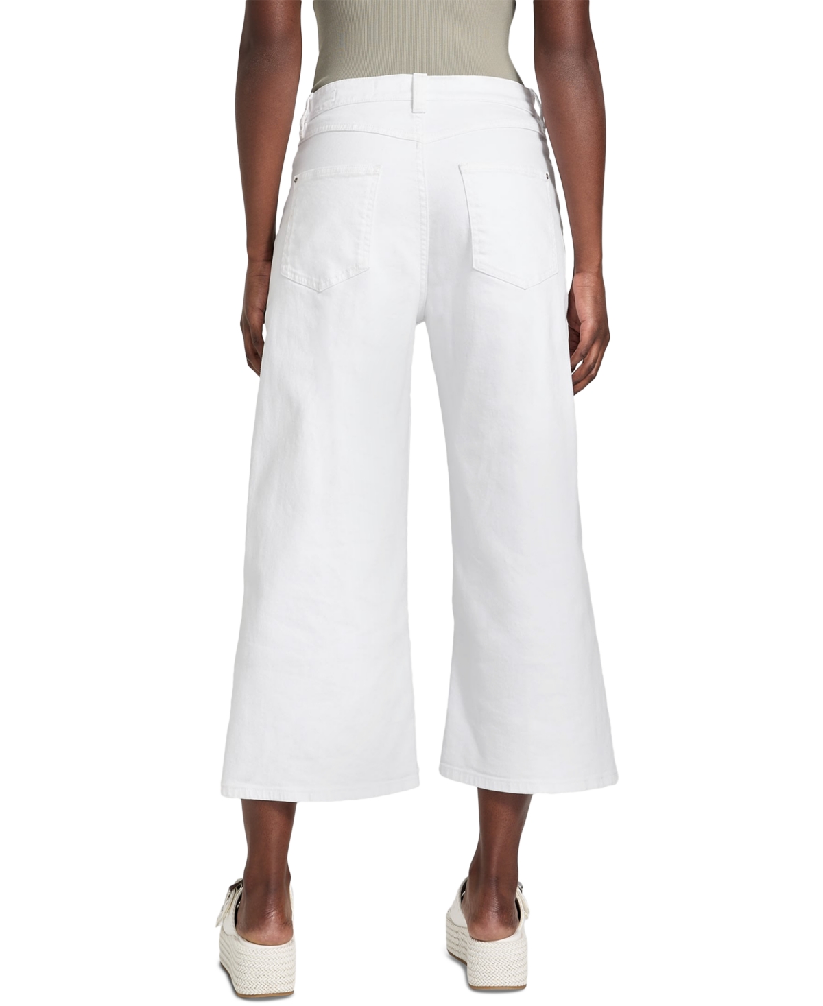 Shop Guess Women's Bellflower Cropped Wide-leg Jeans In Pure White