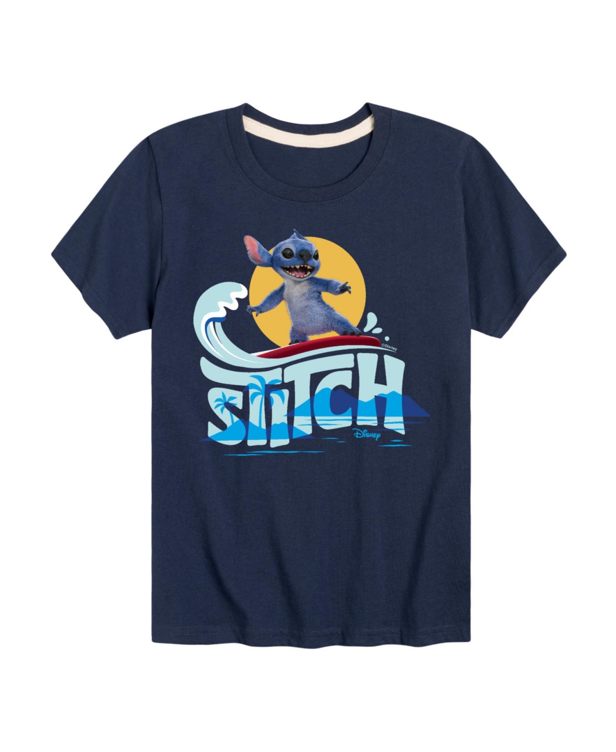 Hybrid Big Boys Lilo Stitch Live Action Stitch Wave Graphic T-shirt