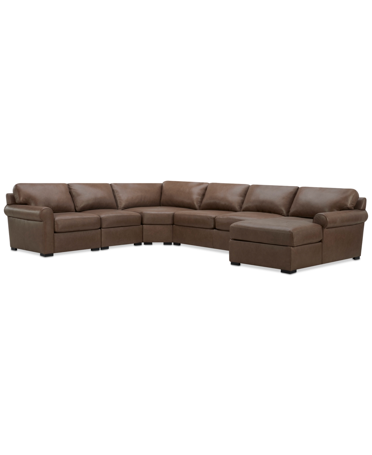 Macy's Radley Roll Arm 152" 5-pc. Leather Wedge Corner Chaise Sectional, Exclusively At