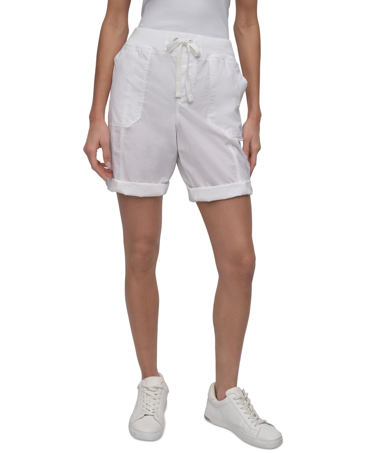 Dkny Sport Women's Smocked-waist Convertible Shorts