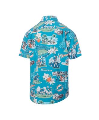 Men's Aqua Miami Dolphins Scenic Button-Down Shirt