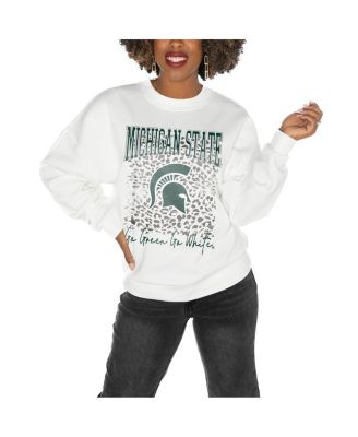 Gameday Couture - Women's  White Michigan State Spartans Drop Shoulder Fleece Drop Pullover Sweatshirt