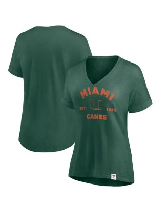 Fanatics - Women's Green Miami Hurricanes True Classics Slub Flowy V-neck T-Shirt