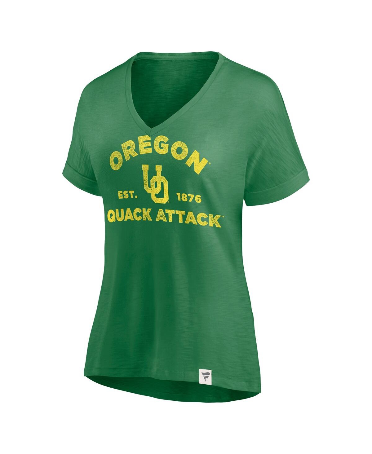 Fanatics Women's Green Oregon Ducks True Classics Slub Flowy V-neck T-shirt In Green