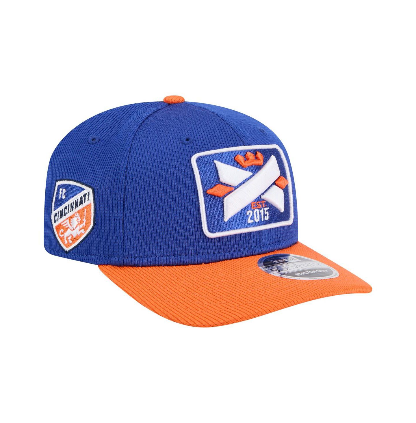 Мужские головные уборы New Era Blue/Orange FC Cincinnati 2025 Jersey Hook 9SEVENTY Stretch-Snap Hat — фото 1