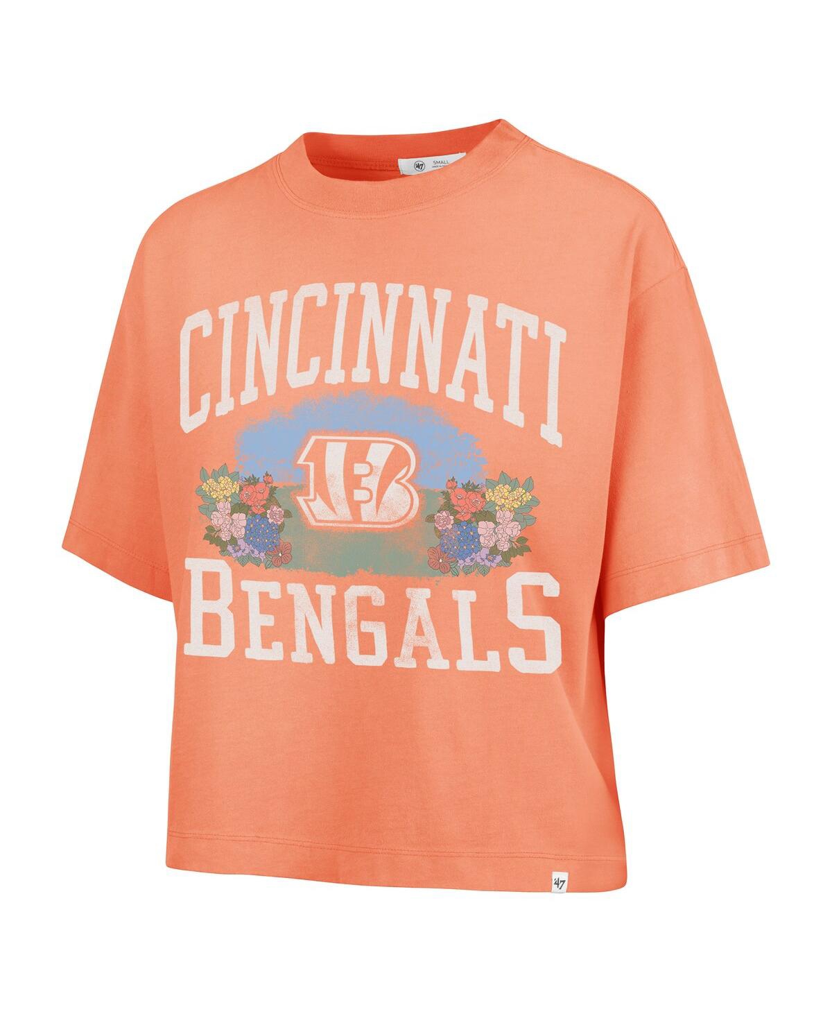 47 BRAND WOMEN'S ORANGE CINCINNATI BENGALS FLORENTINA MONTAUK CROPPED T-SHIRT 