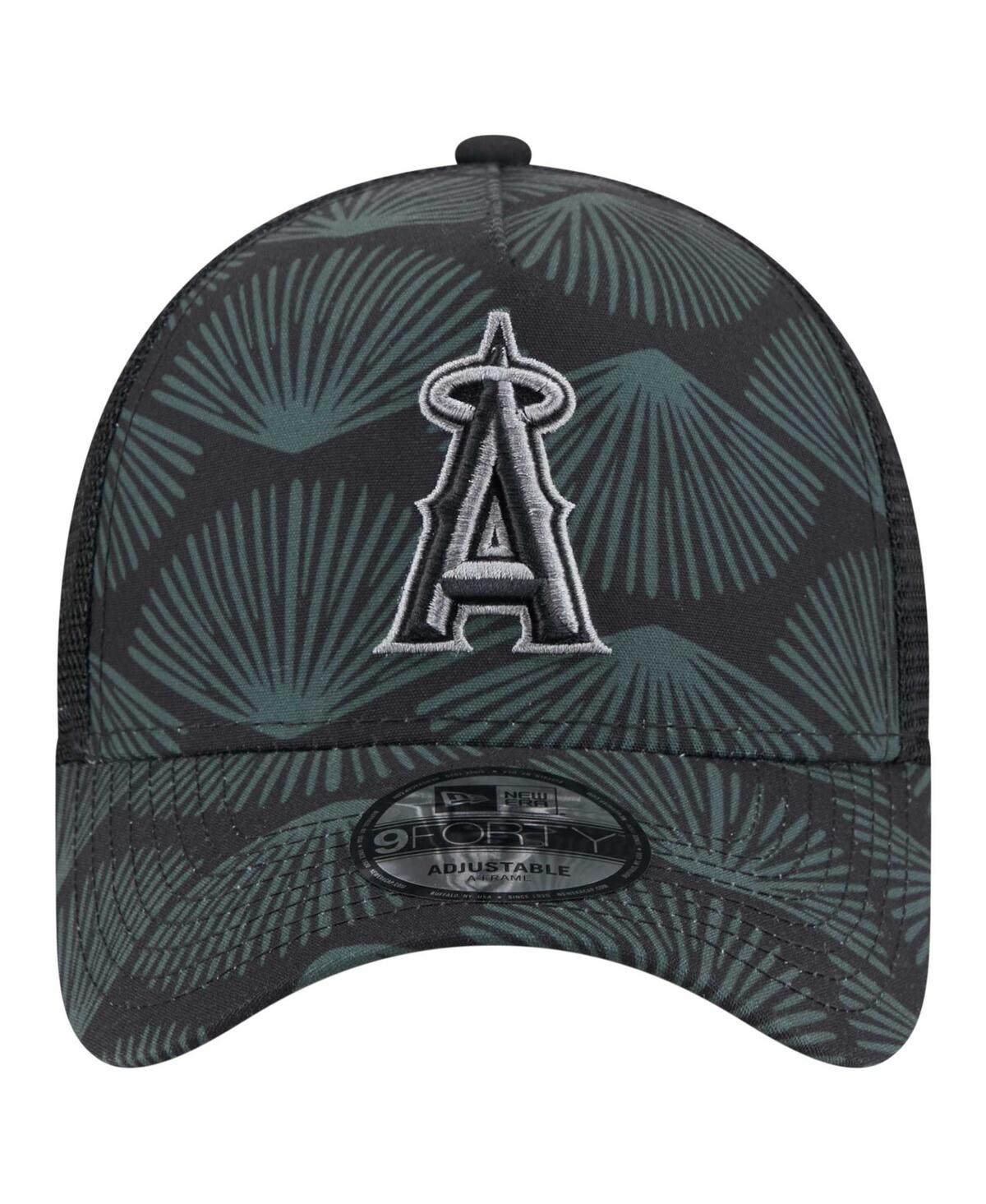 New Era Men's Black Los Angeles Angels 9forty A-frame Trucker Adjustable Hat In Black