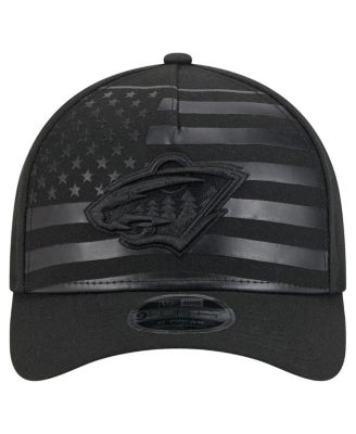 Men's Black Minnesota Wild Game Day Stealth Flag 9FORTY A-Frame Adjustable Hat