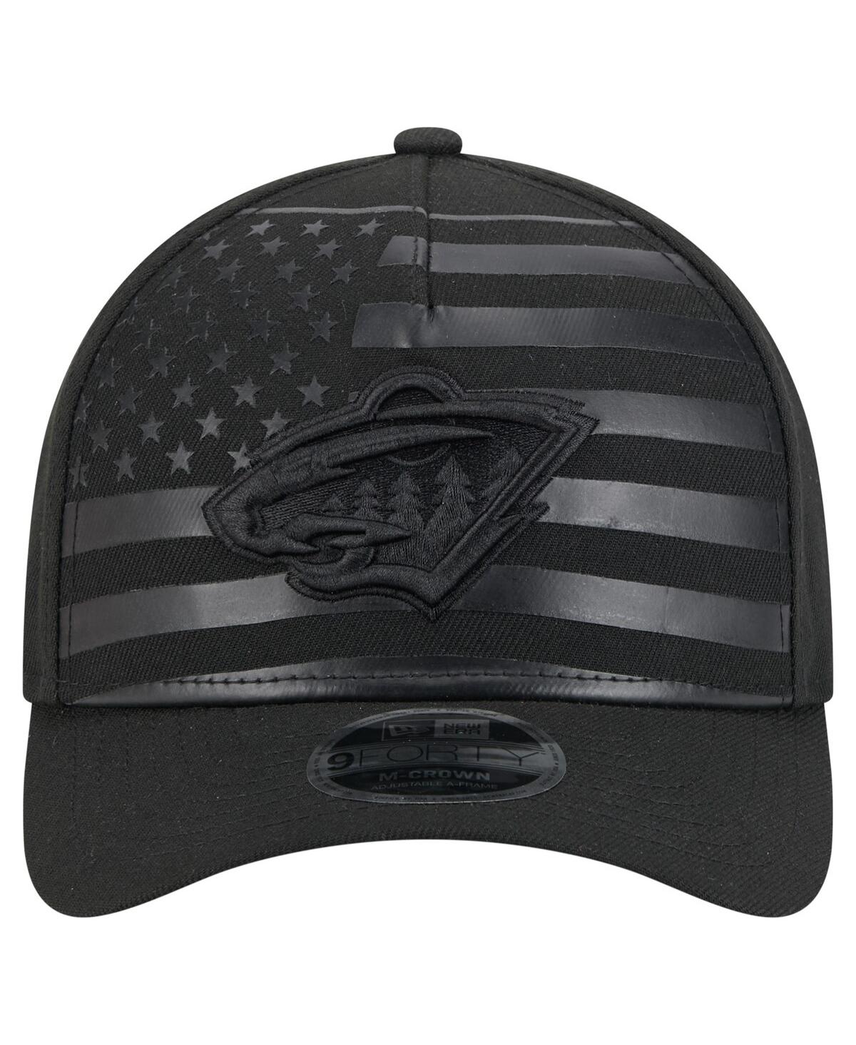 New Era Men's Black Minnesota Wild Game Day Stealth Flag 9forty A-frame Adjustable Hat In Black