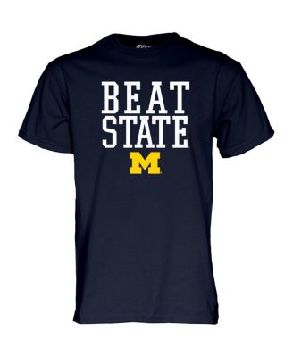 Men's and Women's Navy Michigan Wolverines Beat State Rally Call T-Shirt