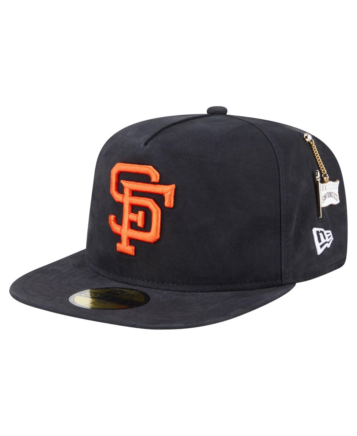 NEW ERA MEN'S BLACK SAN FRANCISCO GIANTS CHAMPIONSHIP SIDE FLAG A-FRAME 59FIFTY FITTED HAT 