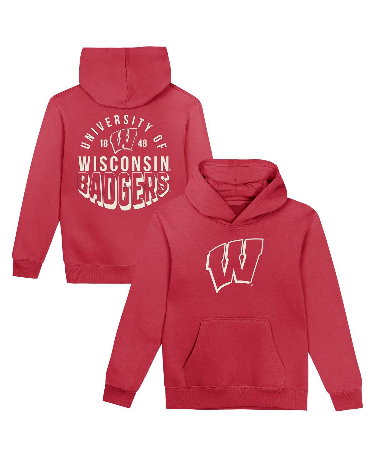 OUTERSTUFF TODDLER RED WISCONSIN BADGERS TEAM BANNER FLEECE PULLOVER HOODIE 