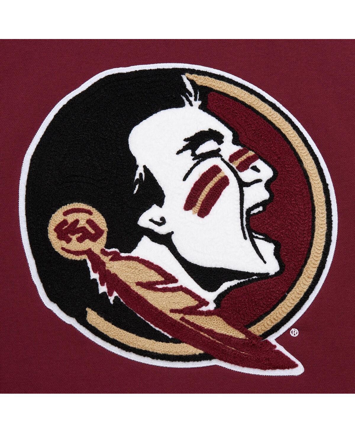 Mitchell & Ness Men's Garnet Florida State Seminoles Chainstitch Fleece Pullover Hoodie In Garnet