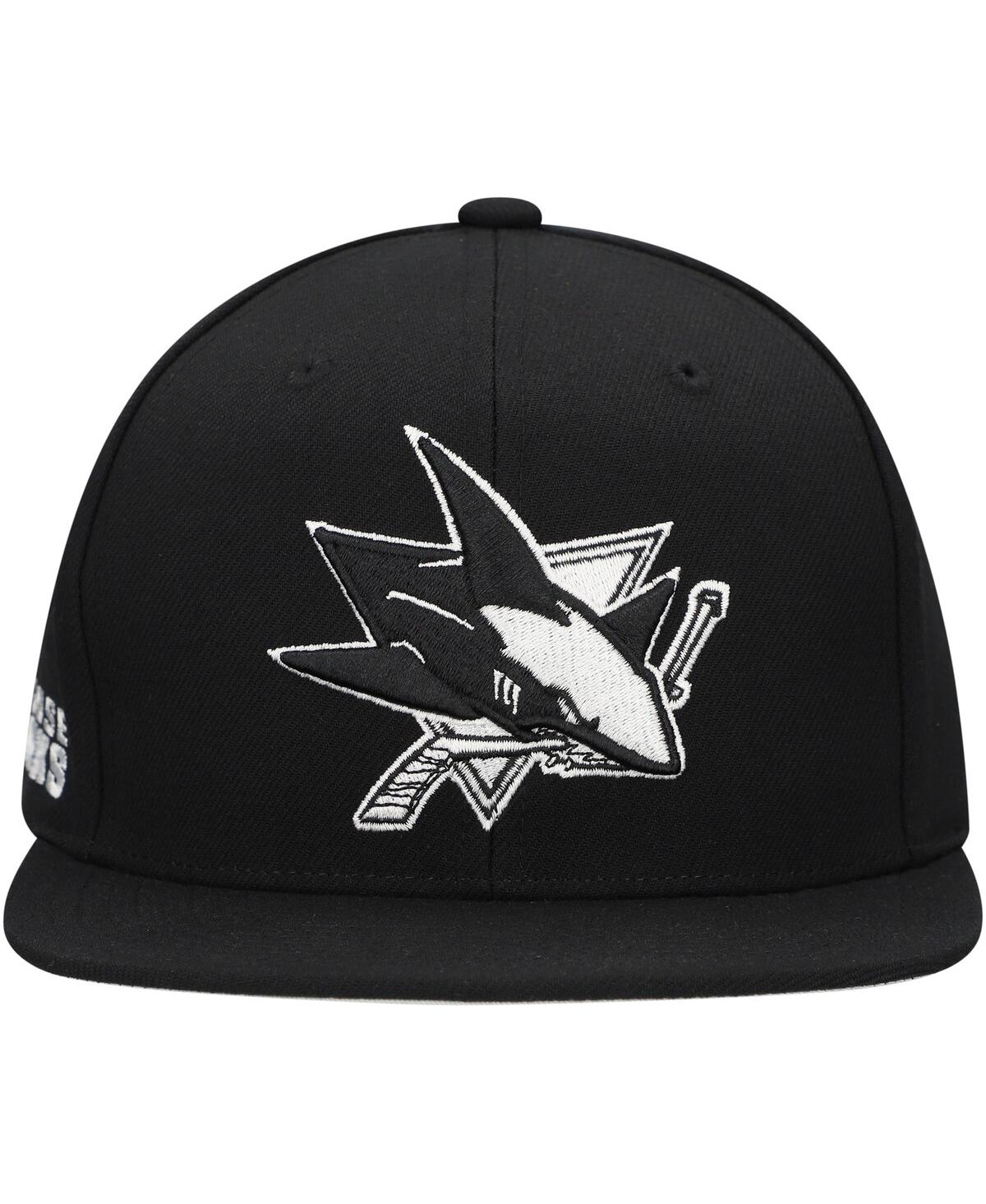 Mitchell & Ness Men's Black San Jose Sharks Team Snapback Hat In Black