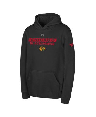 Outerstuff - Big Boys and Girls Black Chicago Blackhawks Authentic Pro Wordmark Fleece Pullover Hoodie