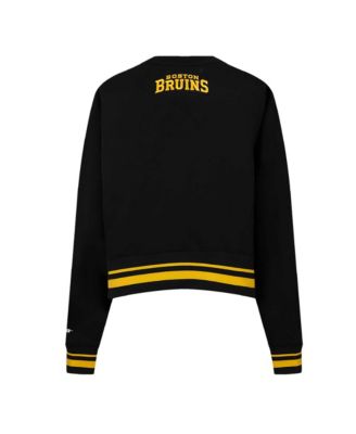 Women's Black Boston Bruins Area Code Cropped Pullover Sweatshirt