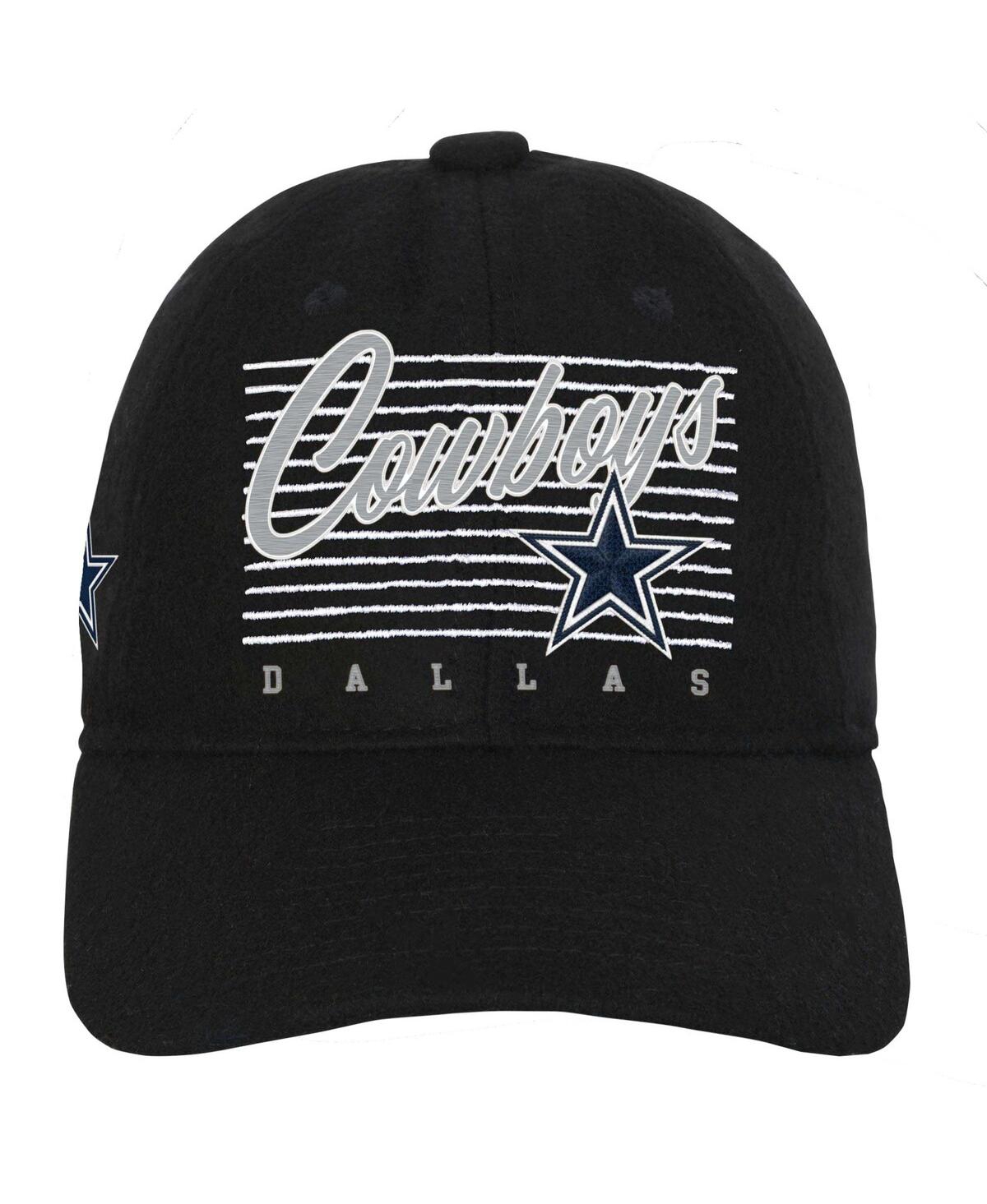 Outerstuff Big Boys And Girls Black Dallas Cowboys Retro Wooly Adjustable Hat In Black