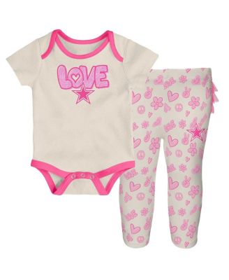 Outerstuff - Girls Baby Boys and Girls White Dallas Cowboys All The Love 2 Piece Bodysuit and Pants Set