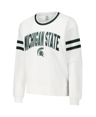 Women's White Michigan State Spartans Borough French Terry Arch Over Long Sleeve T-Shirt
