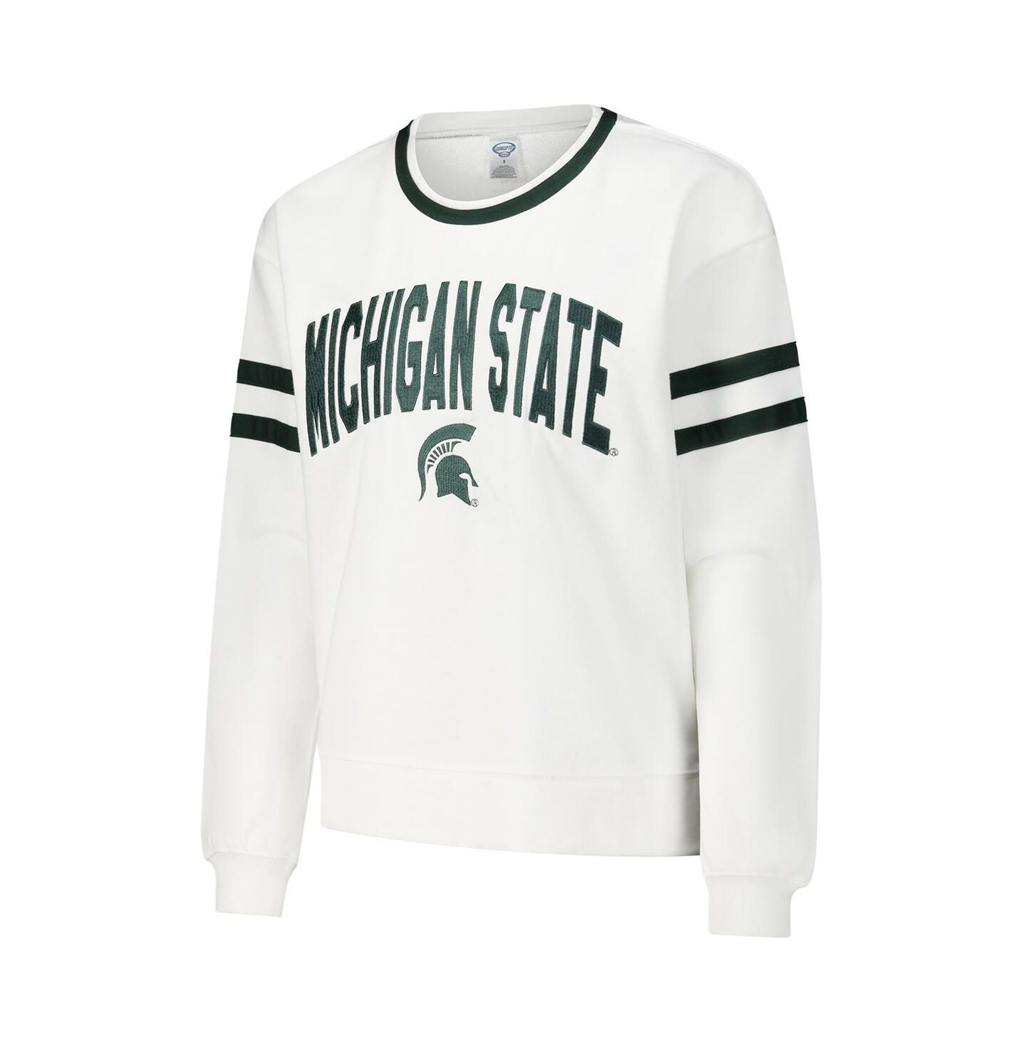 Женская футболка Concepts Sport White Michigan State Spartans Borough French Terry Arch Over Long Sleeve — фото 3