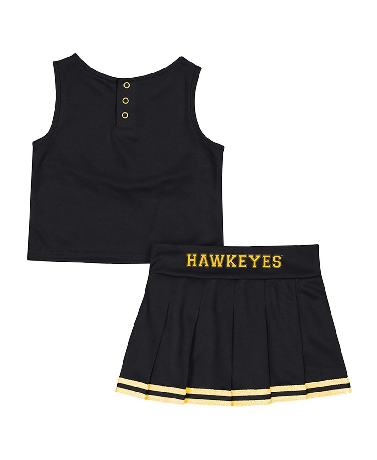Colosseum Girls Toddler 2-piece Black Iowa Hawkeyes Time For Recess Cheer Top And Skirt Set In Black