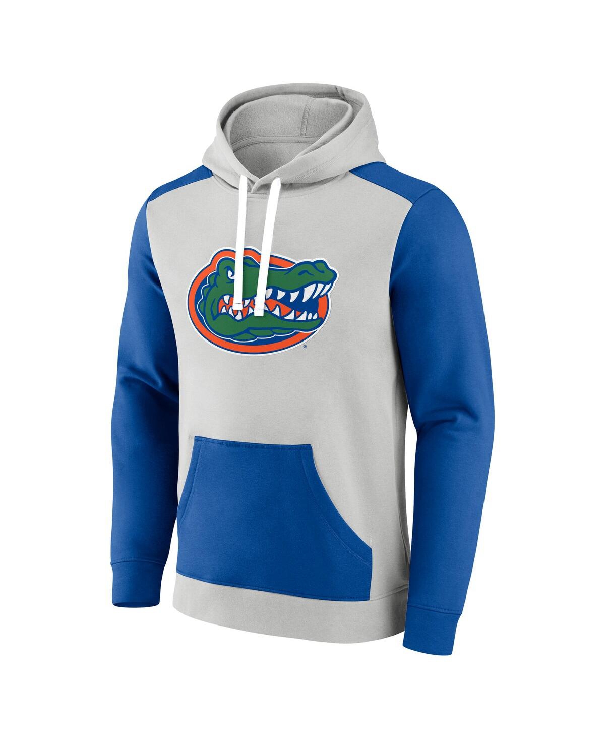 Fanatics Men's Gray/royal Florida Gators Primary Arctic Pullover Hoodie In Gray,royal