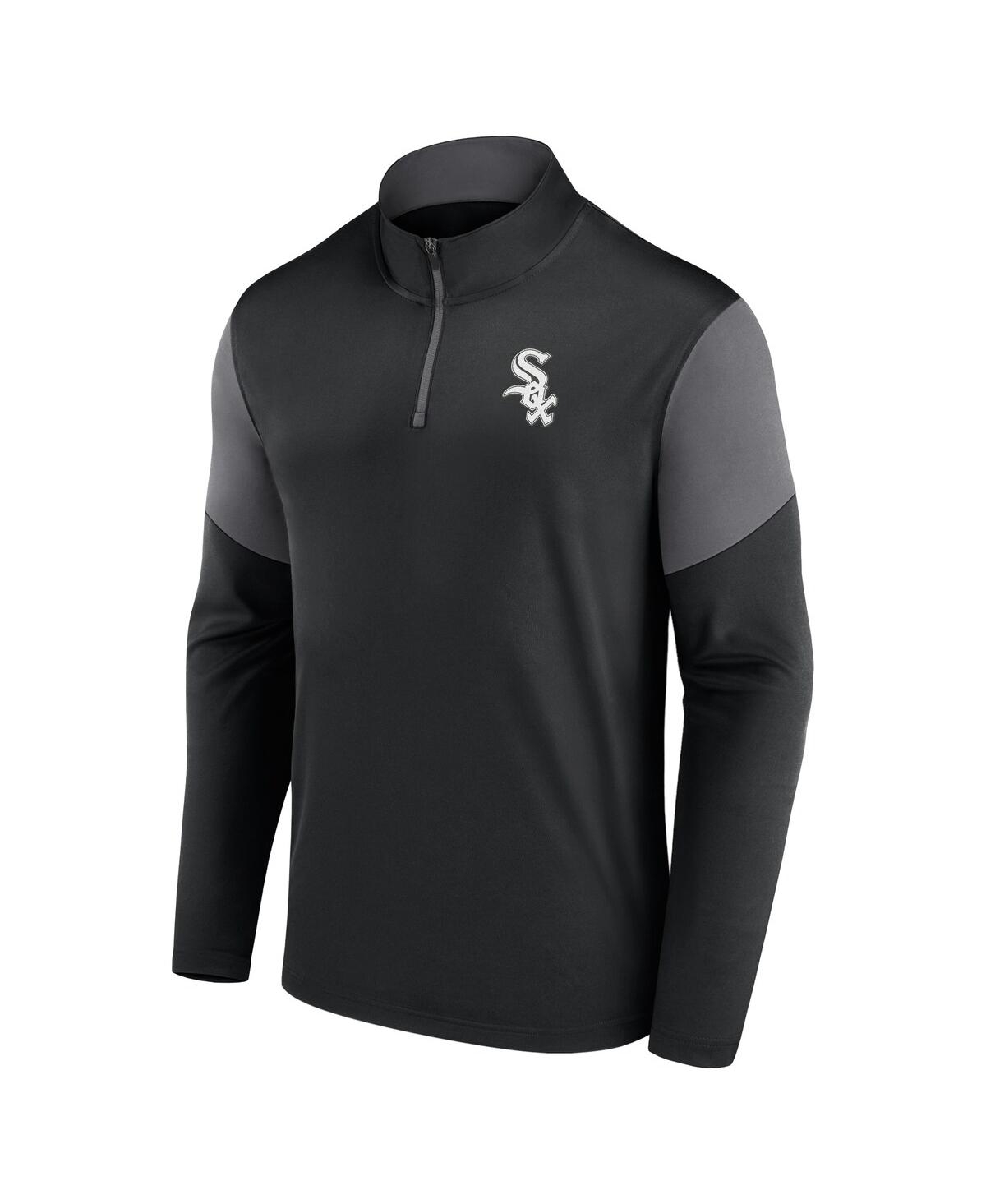 Fanatics Men's Black Chicago White Sox Logo Quarter-zip Top In Black