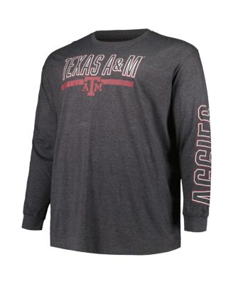 Men's Heather Charcoal Texas A&M Aggies Big Tall Two-Hit Graphic Long Sleeve T-Shirt