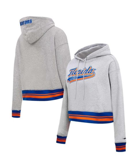 Женское худи Pro Standard Heather Gray Florida Gators Script Tail Fleece Cropped Pullover