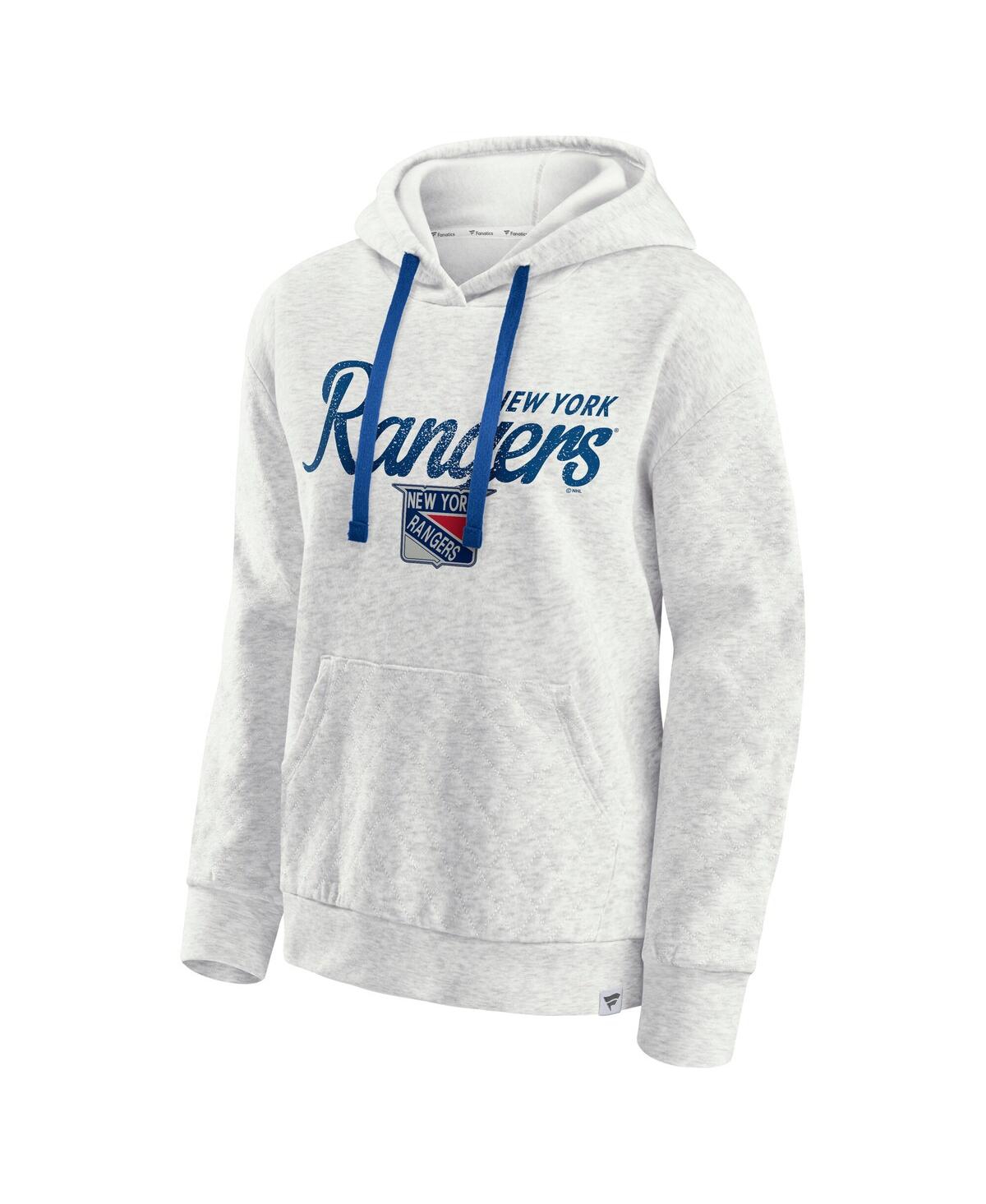 Fanatics Women's Oatmeal New York Rangers True Classics Quilted Pullover Hoodie In Oatmeal