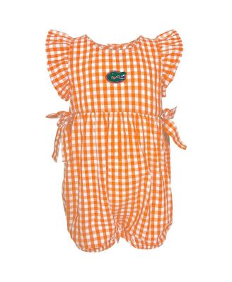 Garb - Girls Baby Boys and Girls  Orange Florida Gators Constance Gingham Romper