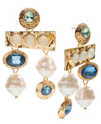 Gold-Tone Mixed Stone Statement Earrings, Exclusively at Macy's