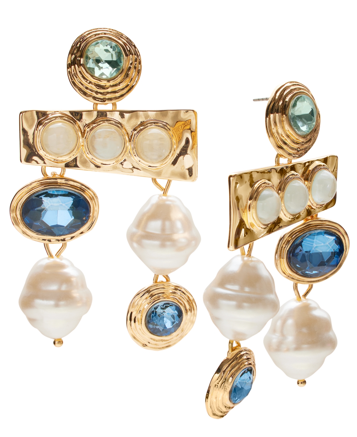 Gold-Tone Mixed Stone Statement Earrings, Exclusively at Macy's - Med Blue