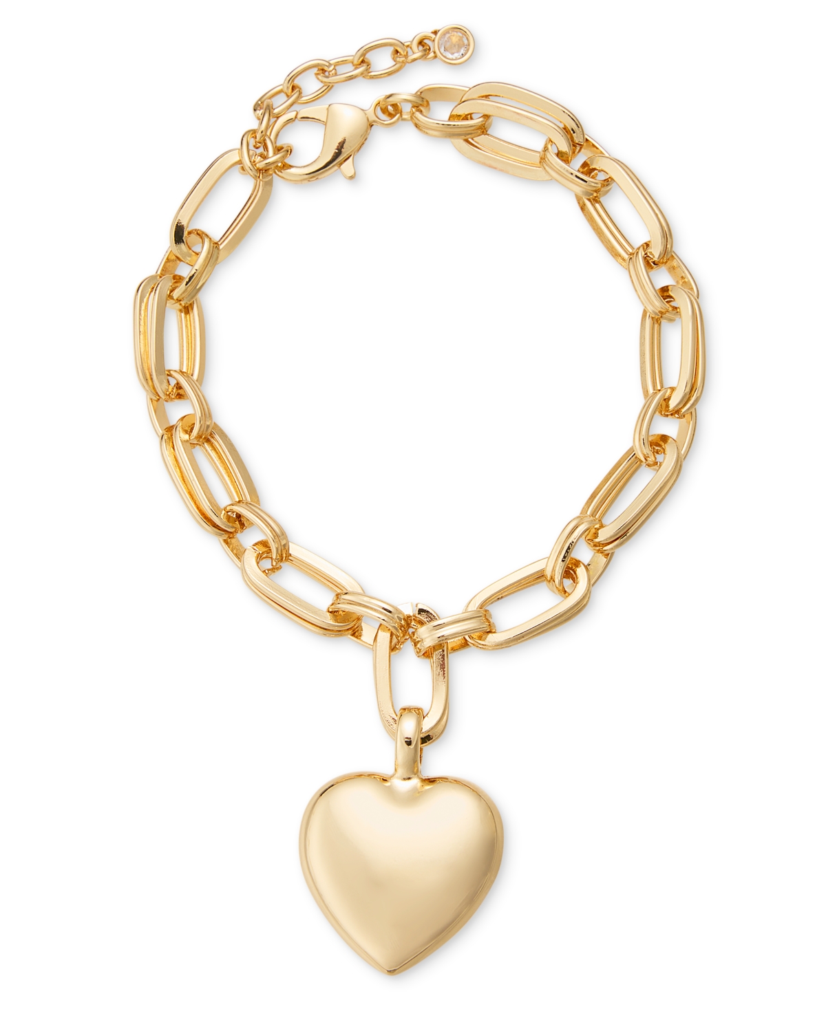 Gold-Tone Puffy Heart Charm Link Bracelet, Exclusively at Macy's - Gold