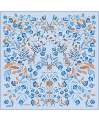 Double Sided Wool Silk Scarf Of Pink Blossom Jungle