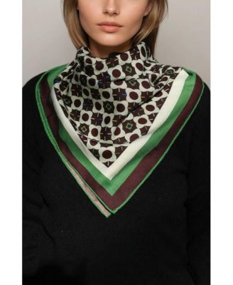 Double Sided Wool Silk Scarf Of Polka Dot Bloom