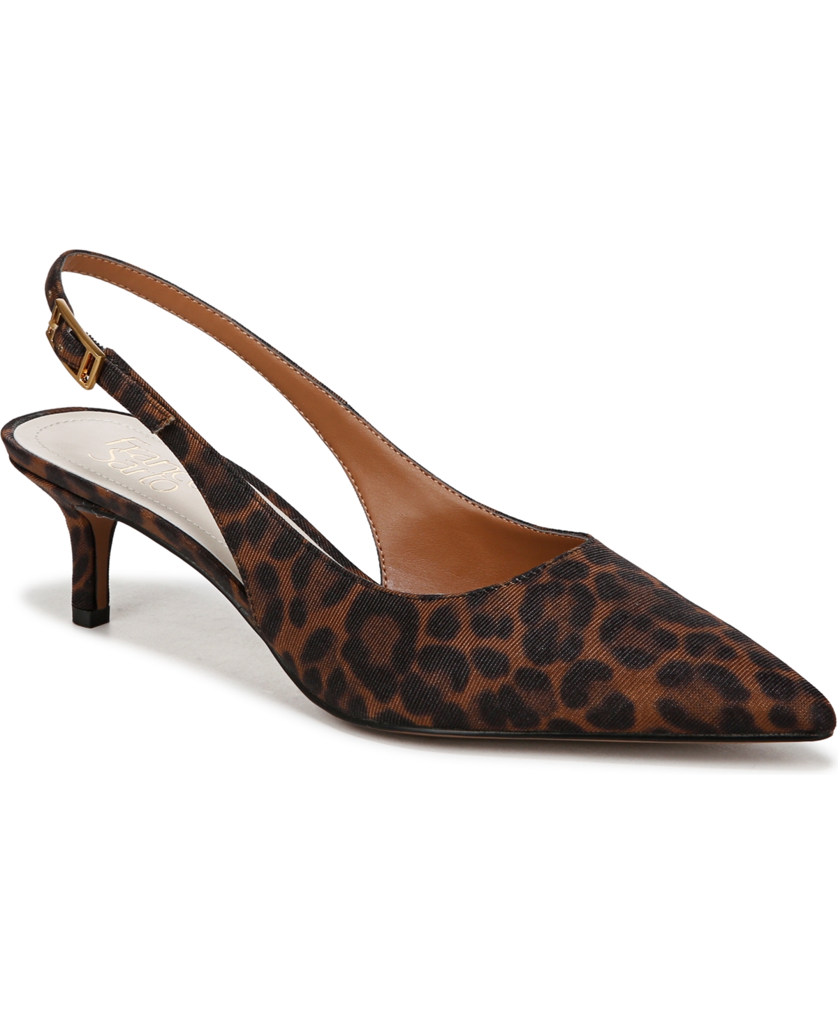 Franco Sarto Women's Kate Pointed Toe Slingback Pumps In Brown Leopard Print Fabric