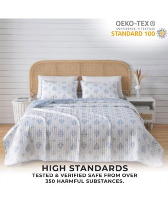 Intricate French Floral Design Microfiber Quilt Set With Shams