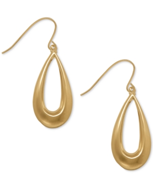 image of Teardrop Wire Drop Earrings in 10k Gold, 1 1/8 inch